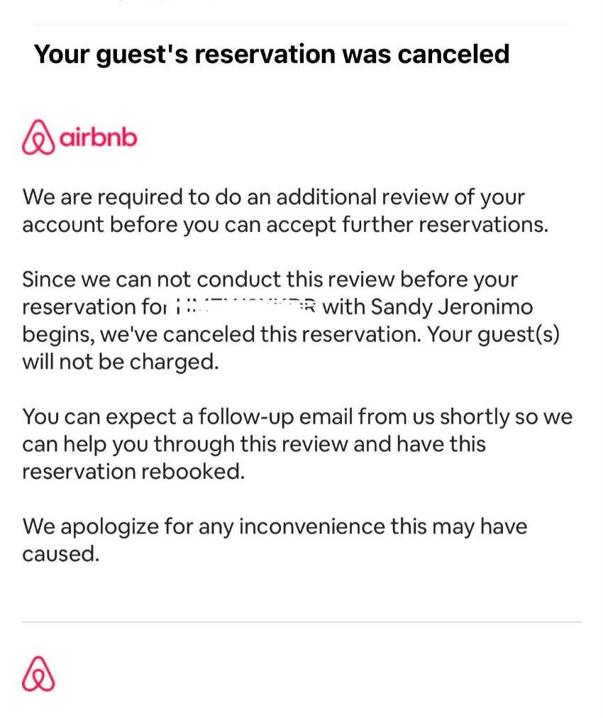 airbnb listing cancelled