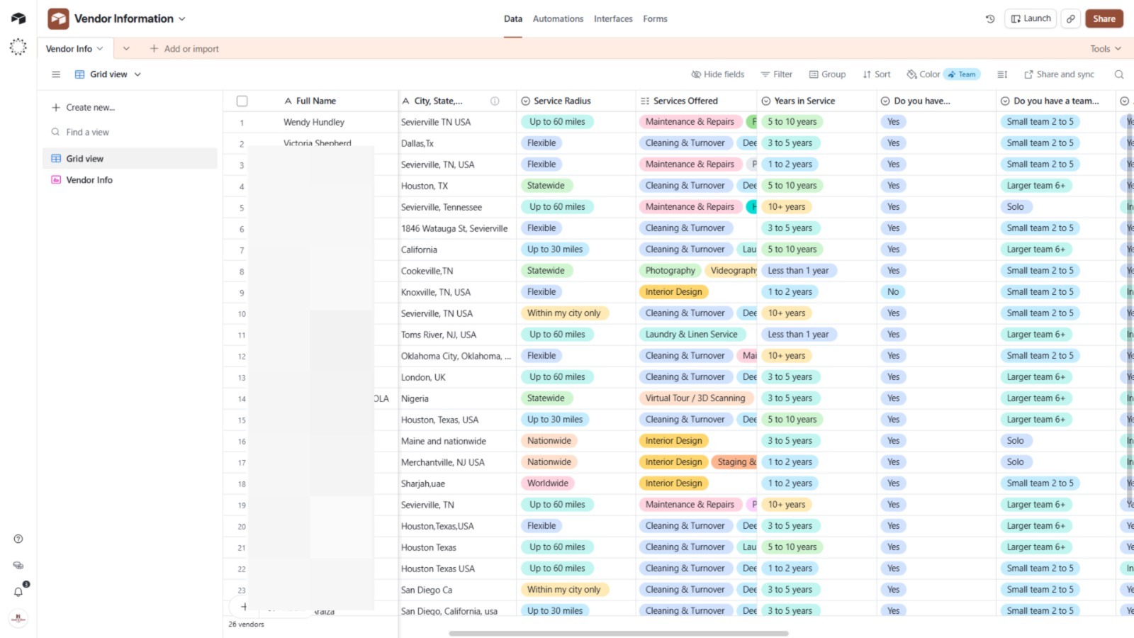 Airtable project screenshot 2
