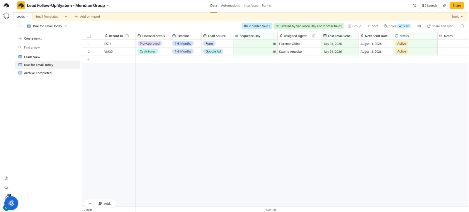 Airtable project screenshot 20